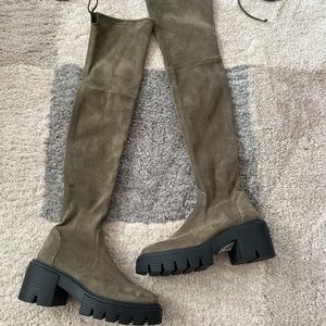 Stuart Weitzman Lowland Lift Olive Over-the-Knee Boots